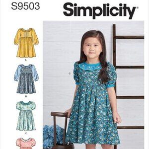 Simplicity 9503 Girls Retro Style Dresses Pattern Sizes 3-8